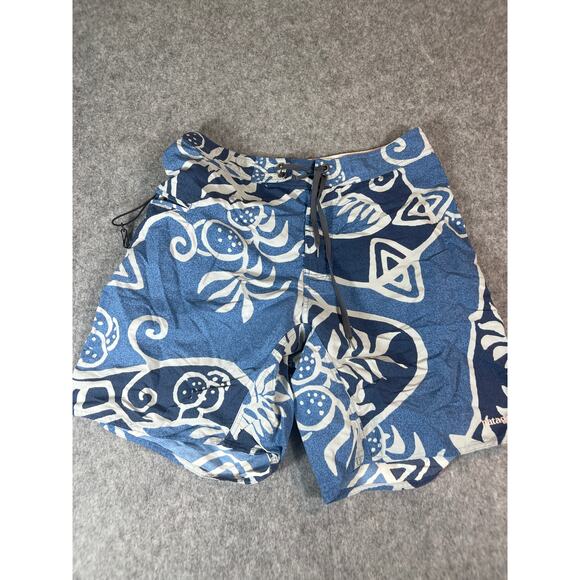 Patagonia Board Shorts Mens 33 Blue Wavefarer Floral Swim Trunks Surf Hawaiian - Picture 1 of 6
